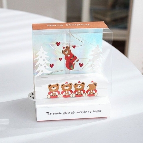크리스마스 LED 팝업카드 (오렌지) 크리스마스카드 크리스마스선물 크리스마스엽서 엽서 선물
